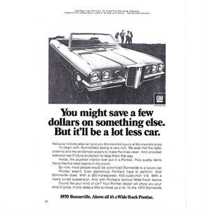 1970 Grand Prix Bonneville Pontiac GM Luxury Advertisement Vintage Print Ad 9 in